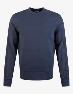 Moncler Navy Blue Sleeve Logo Sweatshirt Clothing
