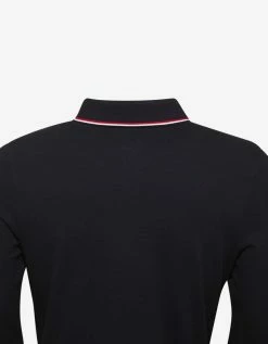 Moncler Navy Blue Tricolour Trim Long Sleeve Polo T-Shirt Clothing