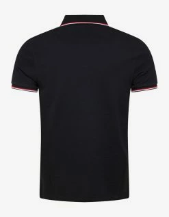 Moncler Navy Blue Tricolour Trim Polo T-Shirt