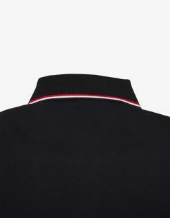 Moncler Navy Blue Tricolour Trim Polo T-Shirt
