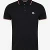 Moncler Navy Blue Tricolour Trim Polo T-Shirt