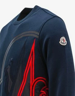 Moncler Clothing Night Blue Maxi Logo Sweatshirt