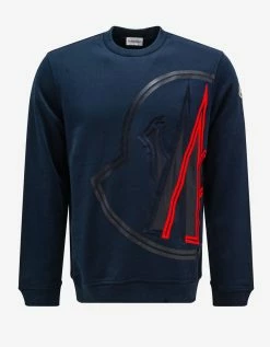 Moncler Clothing Night Blue Maxi Logo Sweatshirt