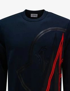 Moncler Clothing Night Blue Maxi Logo Sweatshirt