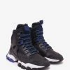 Moncler Tristan Black Leather & Mesh High Top Trainers