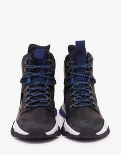 Moncler Tristan Black Leather & Mesh High Top Trainers