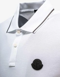 Moncler White Logo Patch Polo T-Shirt