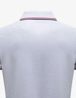 Moncler Clothing White Tricolour Trim Polo T-Shirt
