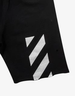 Off-White C/o Virgil Abloh Black Diag Helvetica Sweat Shorts Clothing