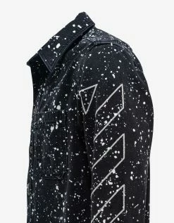 Off-White C/o Virgil Abloh Clothing Black Diag Outline Paint Denim Shirt