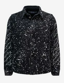 Off-White C/o Virgil Abloh Clothing Black Diag Outline Paint Denim Shirt