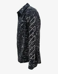 Off-White C/o Virgil Abloh Clothing Black Diag Outline Paint Denim Shirt