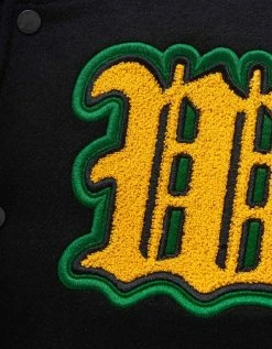 Off-White C/o Virgil Abloh Clothing Black Graphics Leather Varsity Jacket