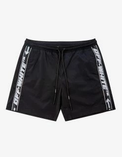 Off-White C/o Virgil Abloh Black Logo Band Swim Shorts Swimwear