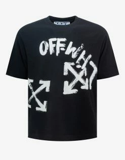 Off-White C/o Virgil Abloh Clothing Black Paint Script Oversized Skate T-Shirt