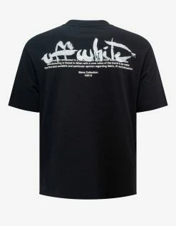 Off-White C/o Virgil Abloh Clothing Black Paint Script Oversized Skate T-Shirt