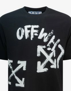 Off-White C/o Virgil Abloh Clothing Black Paint Script Oversized Skate T-Shirt