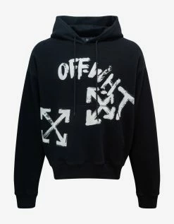 Off-White C/o Virgil Abloh Black Paint Script Skate Hoodie