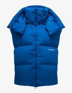 Off-White C/o Virgil Abloh Blue Bounce Hooded Down Gilet