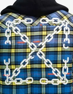 Wholesale ❤️ Off-White C/o Virgil Abloh Blue Chain Arr Check Hooded Overshirt Clothing 🌟 13 Off-White C/o Virgil Abloh Blue Chain Arr Check Hooded Overshirt Clothing