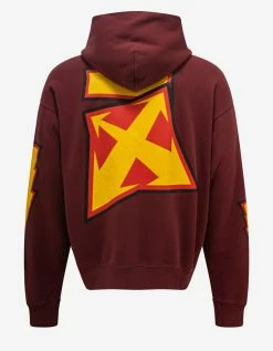Off-White C/o Virgil Abloh Burgundy Thunder Stable Skate Hoodie Clothing