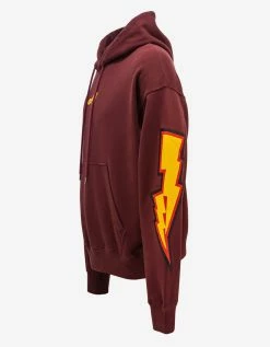 Off-White C/o Virgil Abloh Burgundy Thunder Stable Skate Hoodie Clothing