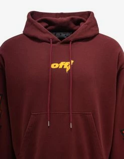 Off-White C/o Virgil Abloh Burgundy Thunder Stable Skate Hoodie Clothing