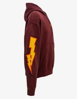 Off-White C/o Virgil Abloh Burgundy Thunder Stable Skate Hoodie Clothing