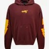 Off-White C/o Virgil Abloh Burgundy Thunder Stable Skate Hoodie Clothing