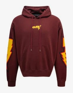 Off-White C/o Virgil Abloh Burgundy Thunder Stable Skate Hoodie Clothing