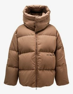 Off-White C/o Virgil Abloh Camel OW Race Canvas Down Puffer Jacket Clothing