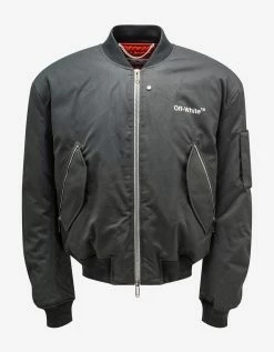 Off-White C/o Virgil Abloh Grey Diag Tab Bomber Jacket Clothing