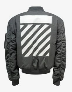 Off-White C/o Virgil Abloh Grey Diag Tab Bomber Jacket Clothing