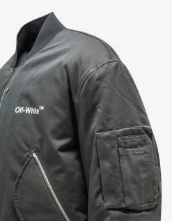 Off-White C/o Virgil Abloh Grey Diag Tab Bomber Jacket Clothing