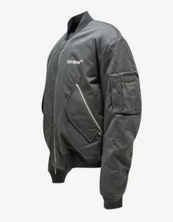 Off-White C/o Virgil Abloh Grey Diag Tab Bomber Jacket Clothing