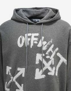 Off-White C/o Virgil Abloh Grey Paint Script Skate Hoodie Clothing