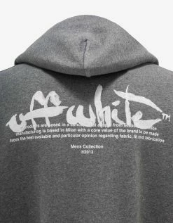 Off-White C/o Virgil Abloh Grey Paint Script Skate Hoodie Clothing