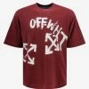 Off-White C/o Virgil Abloh Burgundy Paint Script Oversized Skate T-Shirt