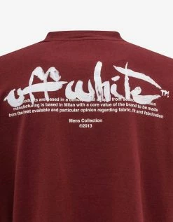 Off-White C/o Virgil Abloh Burgundy Paint Script Oversized Skate T-Shirt