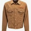 Palm Angels Beige Corduroy Logo Denim Jacket