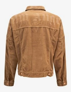 Palm Angels Beige Corduroy Logo Denim Jacket
