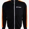 Palm Angels Black Chenille Track Jacket With Rainbow Stripes Clothing