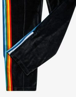Palm Angels Black Chenille Track Pants With Rainbow Stripes