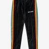 Palm Angels Black Chenille Track Pants With Rainbow Stripes