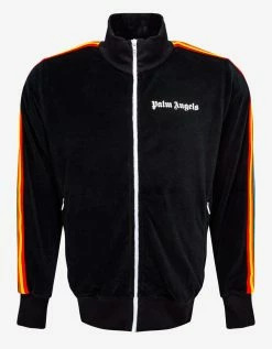 Palm Angels Black Chenille Tracksuit With Rainbow Stripes