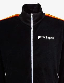 Palm Angels Black Chenille Tracksuit With Rainbow Stripes