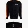 Palm Angels Black Chenille Tracksuit With Rainbow Stripes
