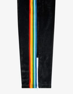 Palm Angels Black Chenille Tracksuit With Rainbow Stripes