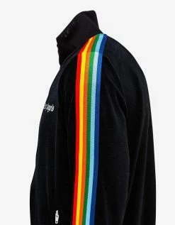 Palm Angels Black Chenille Tracksuit With Rainbow Stripes