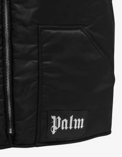 Palm Angels Black Curved Logo Gilet Clothing